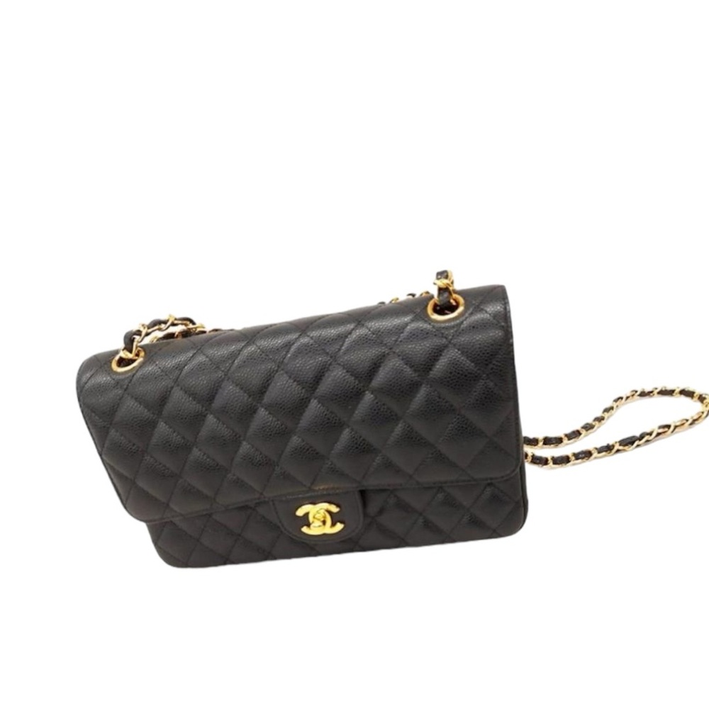 Authentic Vintage Chanel Black Quilted Caviar Classic Small Double Flap Bag